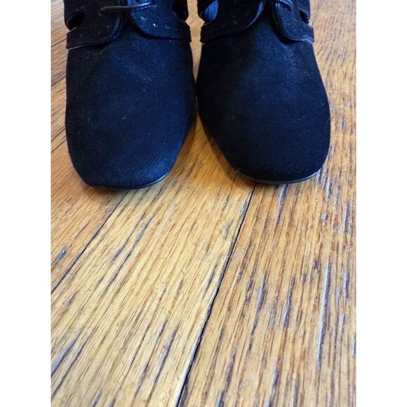 BOTTEGA VENETA Short Suede Ankle Lace Up Boots 40 Black Stiletto EUC